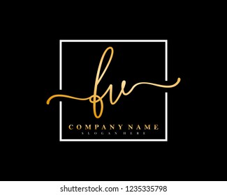 FV Initial handwriting square minimalist logo vector