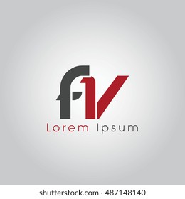 fv initial letter linked lowercase logo. f and v vector template design.