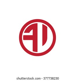FV initial letters circle business logo red