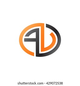FV initial letters looping linked ellipse logo orange black