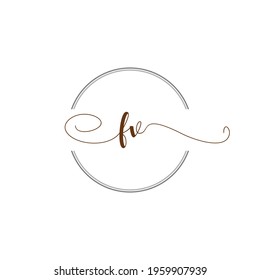 FV Initial Logo Handwriting template letter illustration