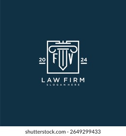 FV initial monogram logo for lawfirm with pillar design in creative square