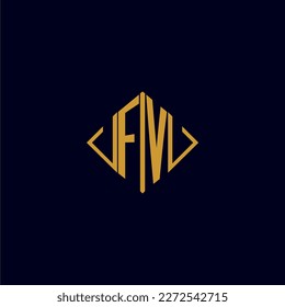 FV initial monogram square logo design ideas