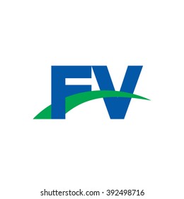 FV initial overlapping swoosh letter logo blue green