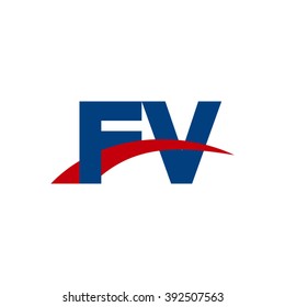 FV initial overlapping swoosh letter logo blue red