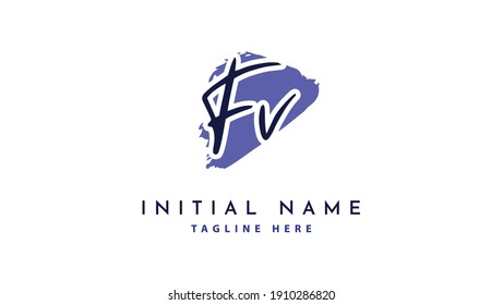 FV Initials, handwriting logo vector