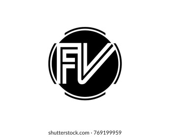 FV letter logo round black