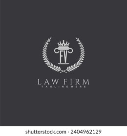 FV letter monogram logo for lawfirm with pillar  crown image design