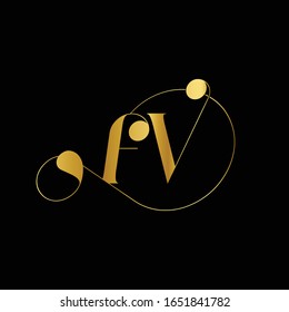 Plantilla vectorial de diseño de logotipo de tipo de letra FV. Diseño del logotipo de carta abstracta FV