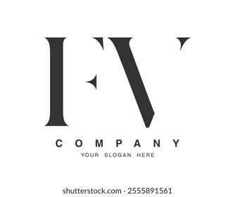 FV logo design. Initial letter f and v serif font style. Creative classic company name typography. Trendy logotype or identity. Vector illustration.