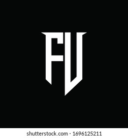 FV logo monogram with emblem shield style design template