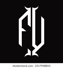 FV Logo monogram hexagon shield with horn shape design template