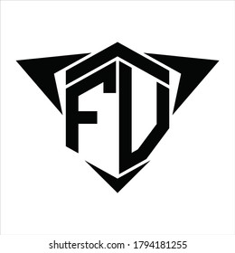 FV Logo monogram with wings arrow around design template on white background