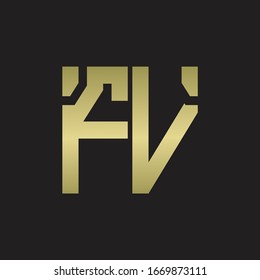 FV Logo with squere shape design template with gold colors