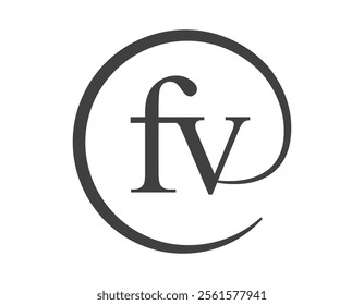 FV logo from two letter with circle shape email sign style. F and V round logotype of business company for brand identity.