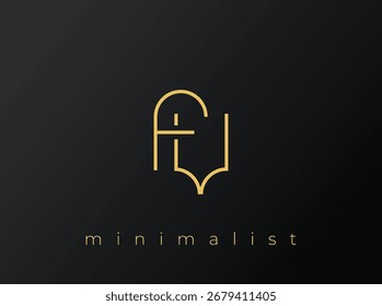Logotipo minimalista FV com formas entrelaçadas no plano de fundo preto sólido. Um design de logotipo minimalista limpo e moderno.