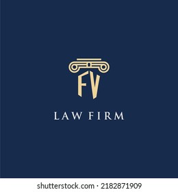 FV monogram initial logo for lawfirm with pillar design
