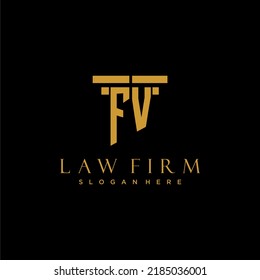 Logotipo inicial del monograma FV para la firma de abogados con diseño de hitos