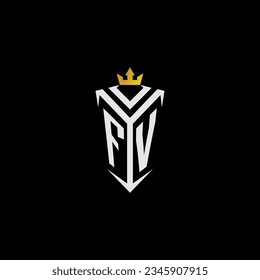 FV monogram logo initial for shield  crown style design