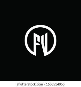 Logotipo de monograma FV aislado con un círculo giratorio