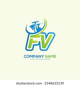 Letra FV ou VF Logotipo vetorial de limpeza local. Vetor do logotipo do serviço de limpeza