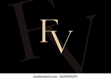 Diseño de icono de logotipo de letra FV o VF. Monograma de las iniciales de lujo de estilo clásico.