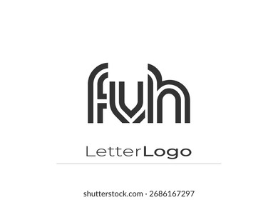 FVH Criativo Único Moderno Carta Logo Design. Elegante Monograma Logo Design com elementos decorativos e tipografia