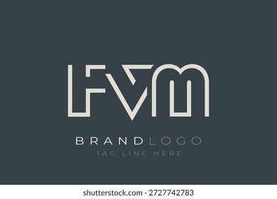 Projeto de logotipo de letra abstrata da FVM. Design de logotipo comercial moderno com tipografia abstrata e estilo contemporâneo