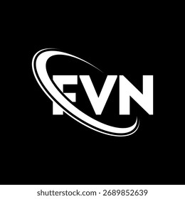 Logotipo de FVN. Carta FVN. Diseño del logotipo de la letra FVN. Logotipo de FVN con el círculo y el logotipo del monograma en mayúsculas. Tipografía FVN para tecnología, negocio y marca inmobiliaria.