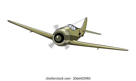 Fw 190 Fighter Plane 1944. Vintage Airplane. Vector Clipart.