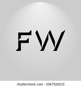 FW Abstract Black Letters with white and gray background in highlight