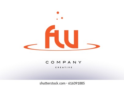 FW F W creative orange swoosh dots alphabet company letter logo design vector icon template
