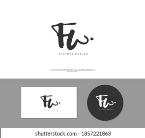 FW Initial handwriting or handwritten logo for identity. Logo with signature and hand drawn style.