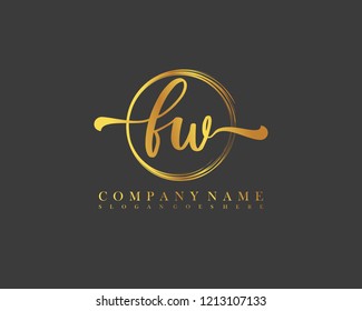 FW initial handwriting logo circle template vector