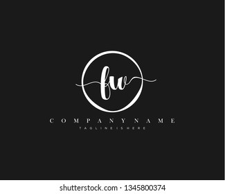 FW initial handwriting logo template vector