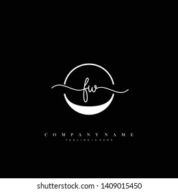 FW initial handwriting logo template vector