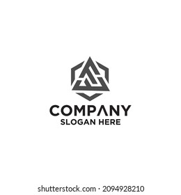 FW-Logo-Vorlage mit anfänglichem Hexagon-Buchstaben, Vektorgrafik