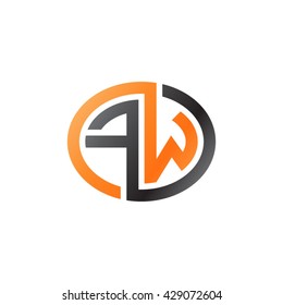 FW initial letters looping linked ellipse logo orange black