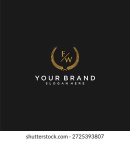 FW carta monograma inicial para o logotipo da sua marca com design de imagem de folha