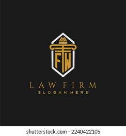 Erstmaliges Monographie-Logo von FW für Anwaltskanzlei mit Säule in kreativem Polygondesign