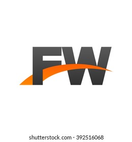 FW initial overlapping swoosh letter logo black orange