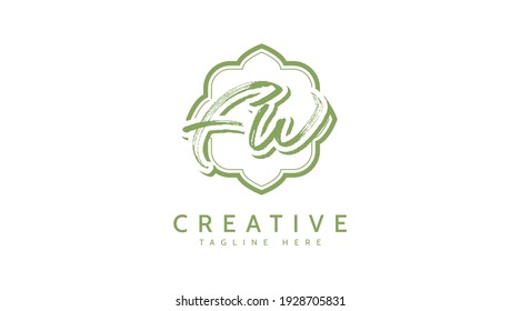 FW Initials, handwriting logo vector