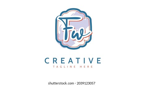 FW Initials, handwriting logo vector