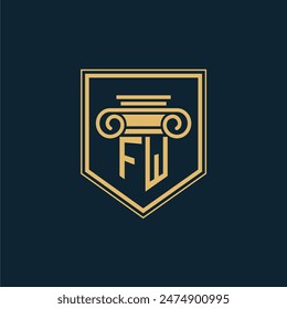 FW Initials Law Firm Logo Lawyer logo with creative law element