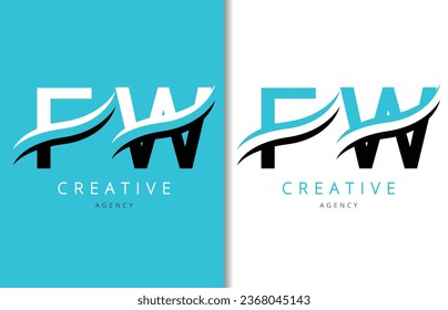 Logo-Design für FW-Buchstaben mit Hintergrund und Creative-Firmenlogo. Modern Lettering Fashion Design. Vektorgrafik