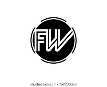 FW letter logo round black