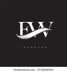 FW Letter Monogram Logo with Brush Stroke for Modern Brand Identity
