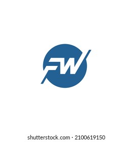 FW letter monogram logo with circle in simple and modern style