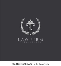 FW letter monogram logo for lawfirm with pillar  crown image design