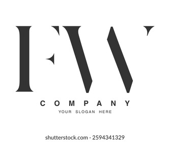 FW logo design. Initial letter f and w serif font style. Creative classic company name typography. Trendy logotype or identity. Vector illustration.